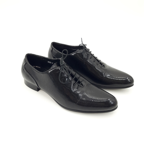 FINAL ⬇️ Cesare Gaspari | Perforated Patent Leather Loafers in Black - Picture 1 of 11